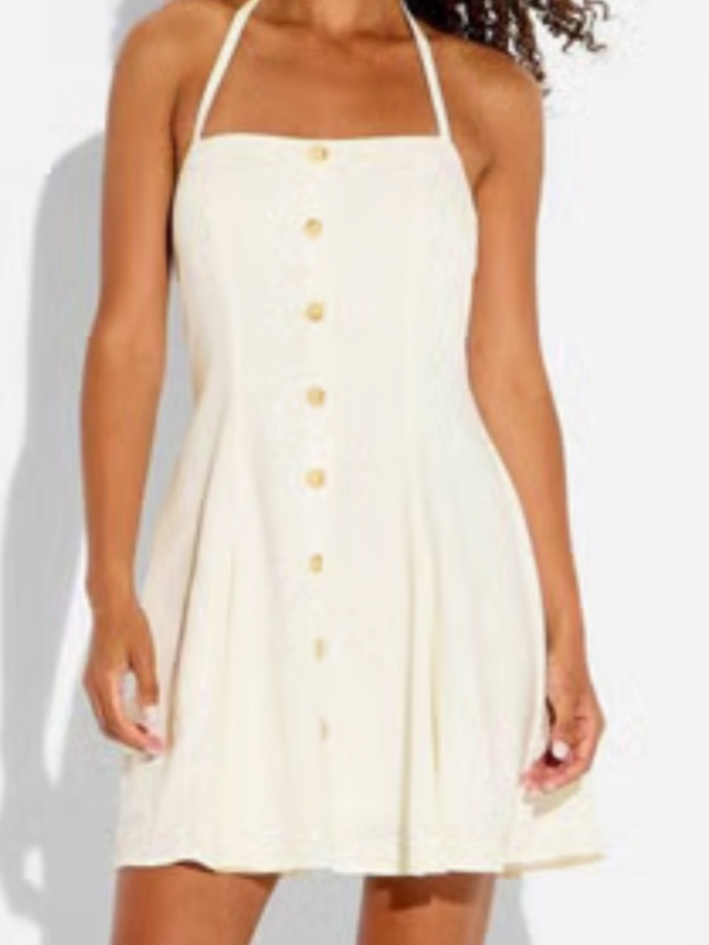 Halter Button-Front Mini Dress - Picture 2 of 3